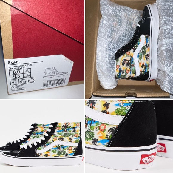 Vans Shoes - NEW VANS W 9.5 / M 8 SK-8 high top lace-up Aloha Hawaii black sneakers shoes